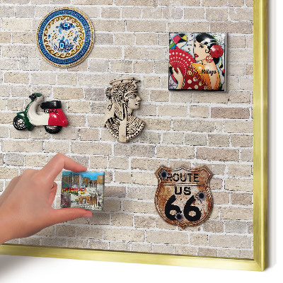 Magnetisch bord voor reismagneten met gouden lijst Baksteenpatroon