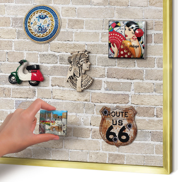 Magnetisch bord voor reismagneten met gouden lijst Baksteenpatroon