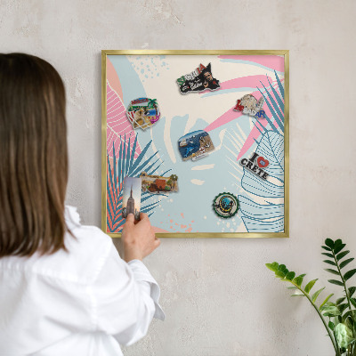 Magnetisch bord voor reismagneten met gouden lijst Tropische abstractie