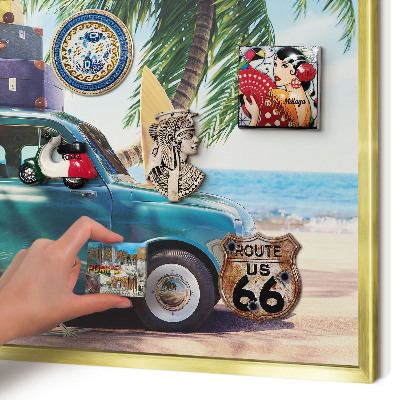 Metalen magneetbord met lijst in het goud Vakantievrede