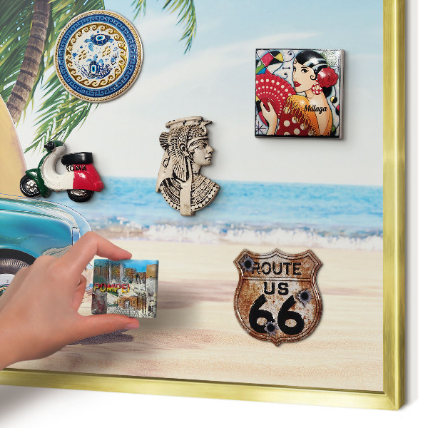 Metalen magneetbord met lijst in het goud Vakantievrede
