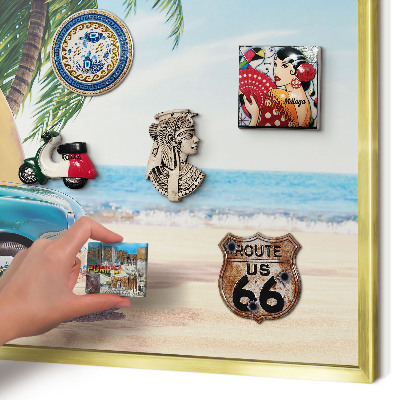 Metalen magneetbord met lijst in het goud Vakantievrede