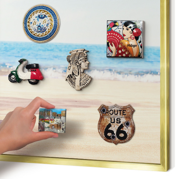 Metalen magneetbord met lijst in het goud Vakantievrede