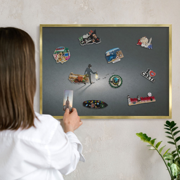 Metalen magneetbord met lijst in het goud Nachtwandeling