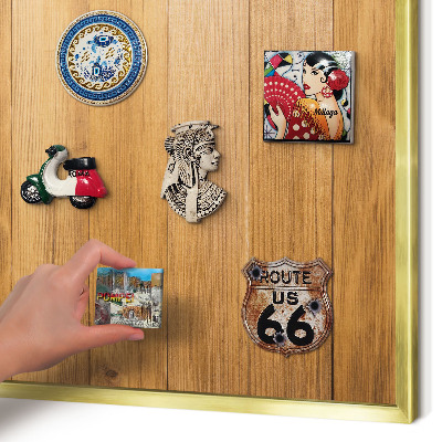 Magnetisch bord voor reismagneten met gouden lijst Houtstructuur