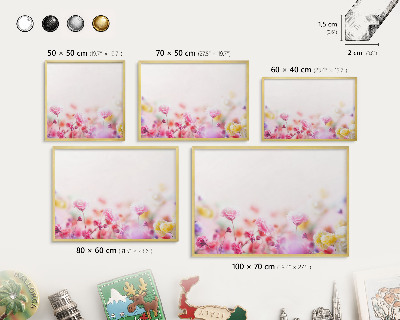 Metalen magneetbord met lijst in het goud Pastelkleurige bloemen