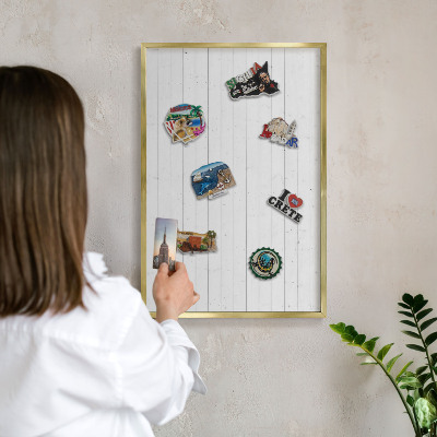 Magnetisch bord voor reismagneten met gouden lijst Witte borden