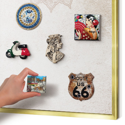 Metalen magneetbord met lijst in het goud Etnische patronen