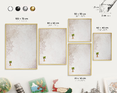 Metalen magneetbord met lijst in het goud Etnische patronen