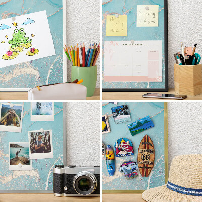 Magnetisch bord voor reismagneten met gouden lijst Turquoise elegantie