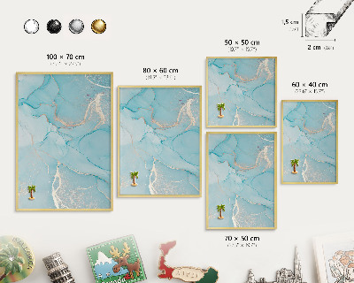 Magnetisch bord voor reismagneten met gouden lijst Turquoise elegantie