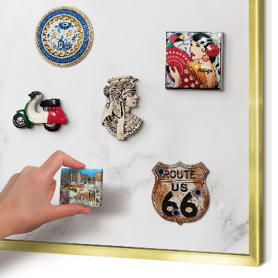 Metalen magneetbord met lijst in het goud Elegant marmer