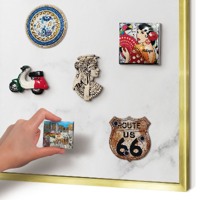 Metalen magneetbord met lijst in het goud Elegant marmer
