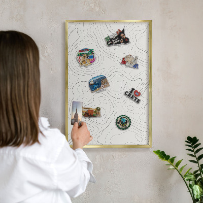 Magnetisch bord voor reismagneten met gouden lijst Geometrische elegantie