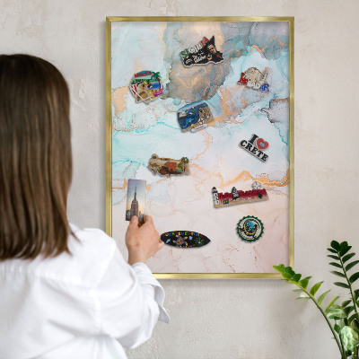 Magnetisch bord voor reismagneten met gouden lijst Pastelvormen