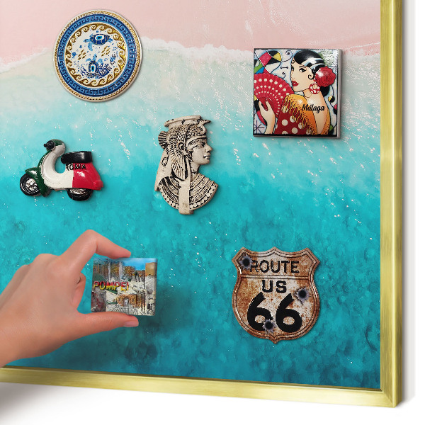 Metalen magneetbord met lijst in het goud Zomerse ontspanning