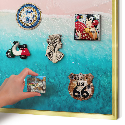 Metalen magneetbord met lijst in het goud Zomerse ontspanning