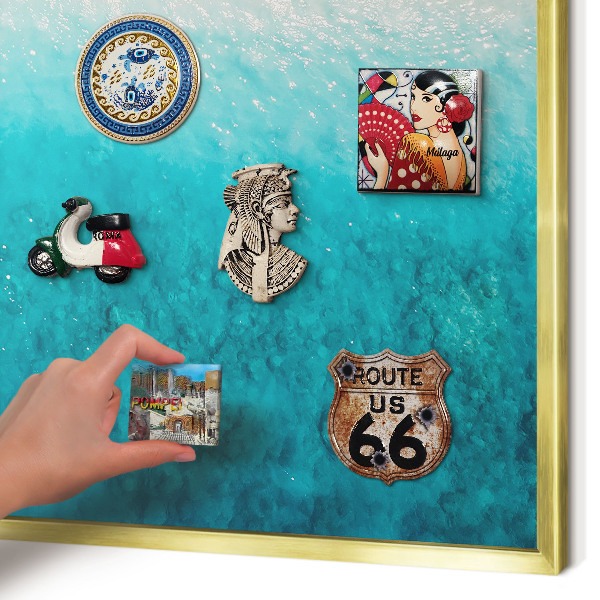 Metalen magneetbord met lijst in het goud Zomerse ontspanning