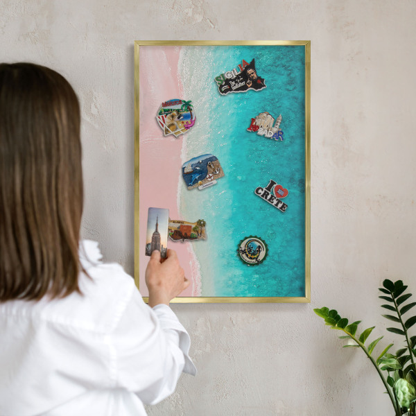Metalen magneetbord met lijst in het goud Zomerse ontspanning
