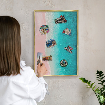 Metalen magneetbord met lijst in het goud Zomerse ontspanning