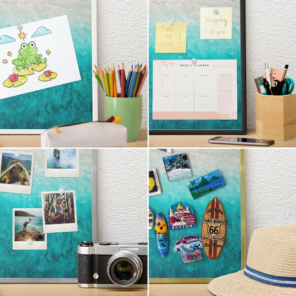 Metalen magneetbord met lijst in het goud Zomerse ontspanning