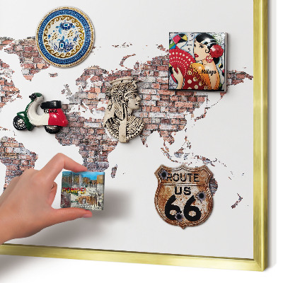 Magnetisch bord voor reismagneten met gouden lijst Baksteenwereld