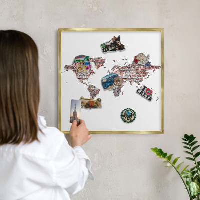 Magnetisch bord voor reismagneten met gouden lijst Baksteenwereld