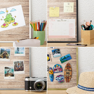 Metalen magneetbord met lijst in het goud Houten planken
