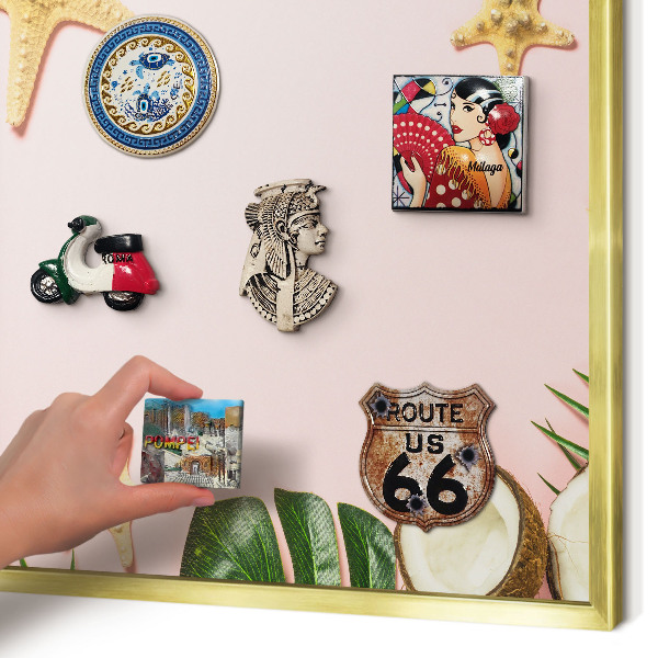 Magnetisch bord voor reismagneten met gouden lijst Tropische vakantie