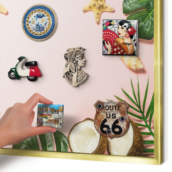 Magnetisch bord voor reismagneten met gouden lijst Tropische vakantie
