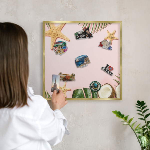 Magnetisch bord voor reismagneten met gouden lijst Tropische vakantie
