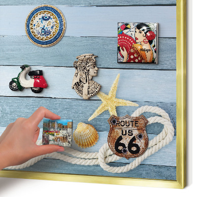 Metalen magneetbord met lijst in het goud Maritiem klimaat