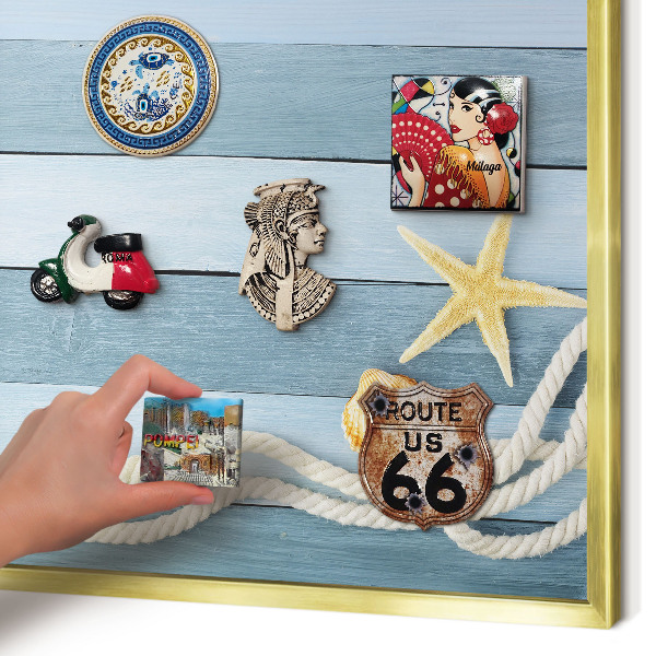 Metalen magneetbord met lijst in het goud Maritiem klimaat