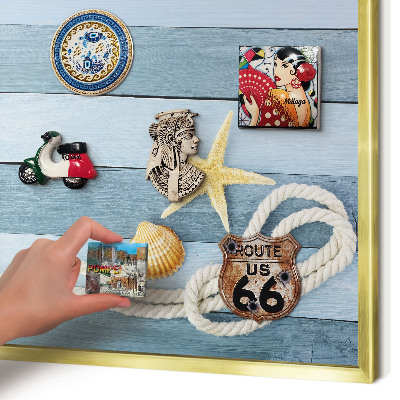Metalen magneetbord met lijst in het goud Maritiem klimaat