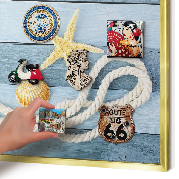 Metalen magneetbord met lijst in het goud Maritiem klimaat