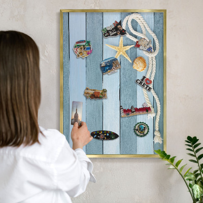 Metalen magneetbord met lijst in het goud Maritiem klimaat
