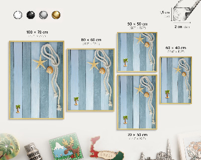 Metalen magneetbord met lijst in het goud Maritiem klimaat