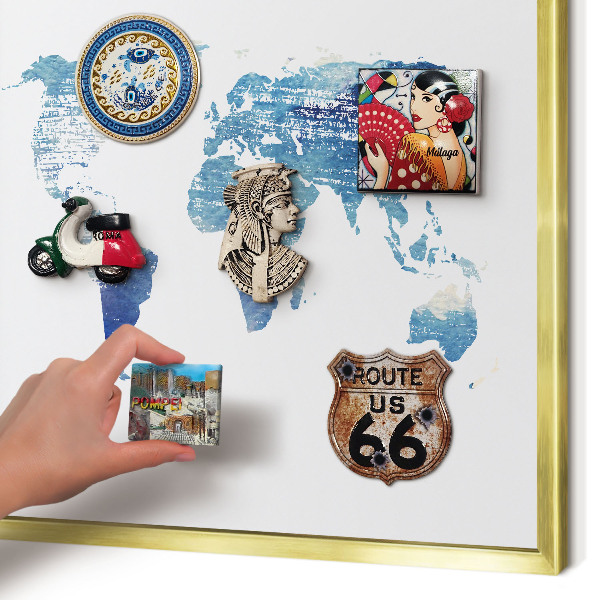 Magnetisch bord voor reismagneten met gouden lijst Aquarelkaart