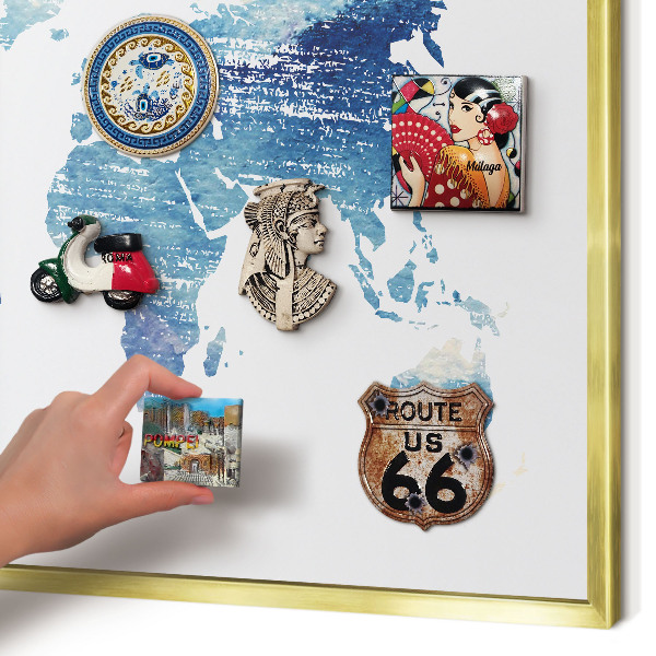 Magnetisch bord voor reismagneten met gouden lijst Aquarelkaart