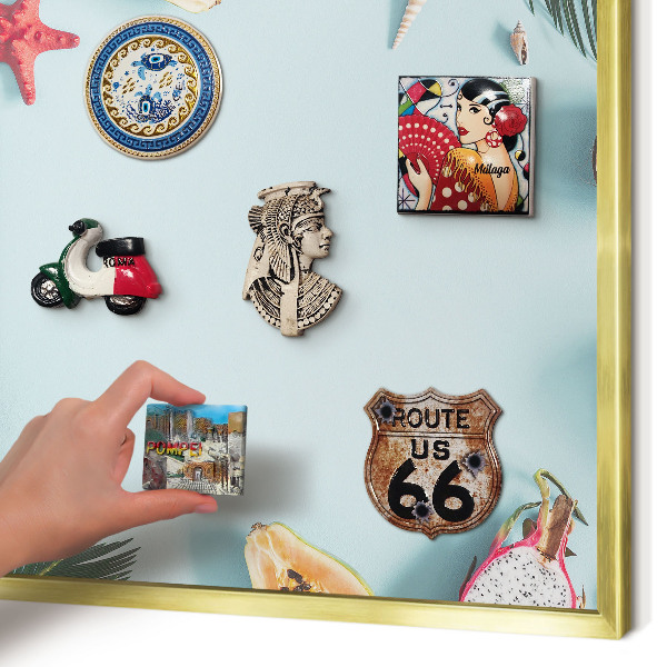 Metalen magneetbord met lijst in het goud Tropische vakantie