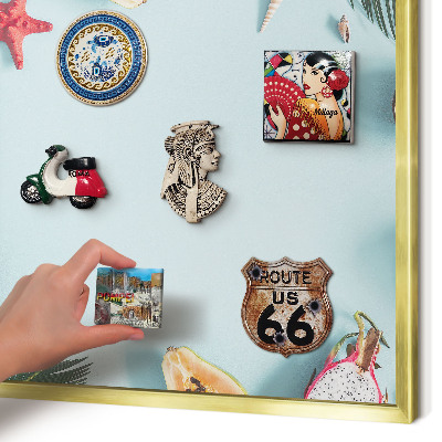 Metalen magneetbord met lijst in het goud Tropische vakantie