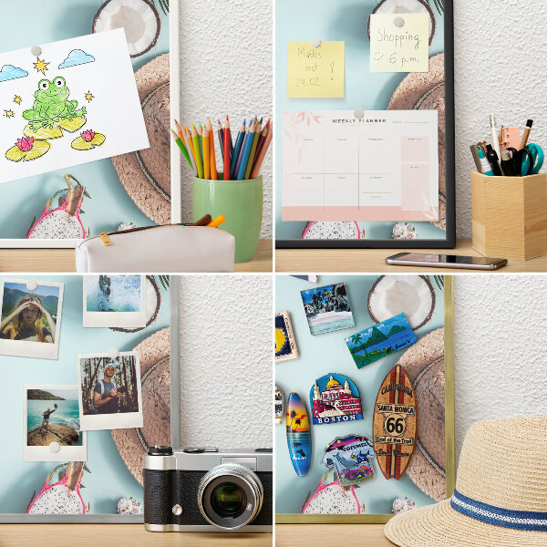 Metalen magneetbord met lijst in het goud Tropische vakantie