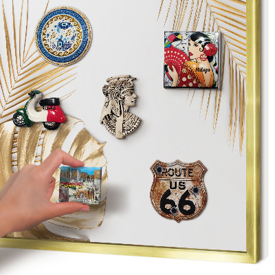 Metalen magneetbord met lijst in het goud Elegante bladeren