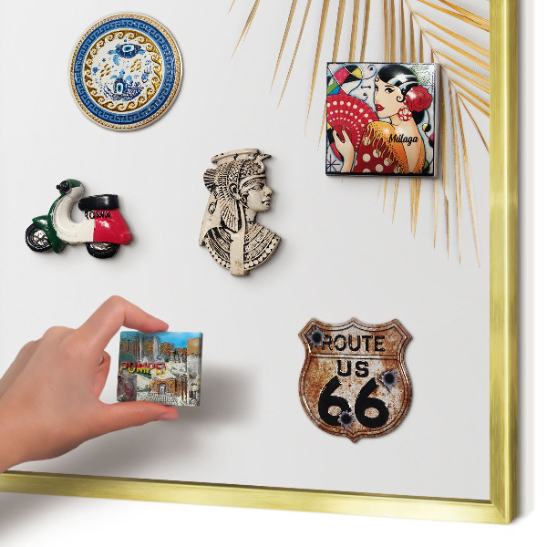 Metalen magneetbord met lijst in het goud Elegante bladeren