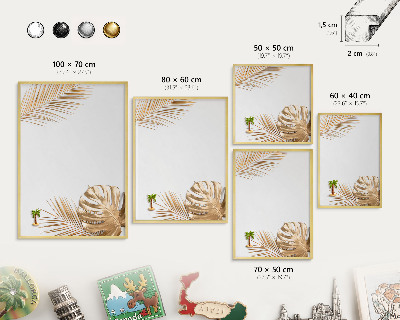 Metalen magneetbord met lijst in het goud Elegante bladeren