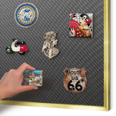 Magnetisch bord voor reismagneten met gouden lijst Geometrische textuur