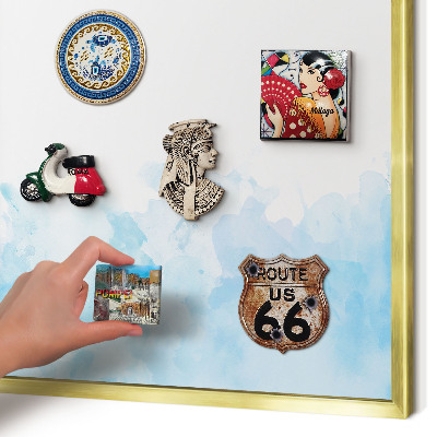 Metalen magneetbord met lijst in het goud Rustgevend landschap