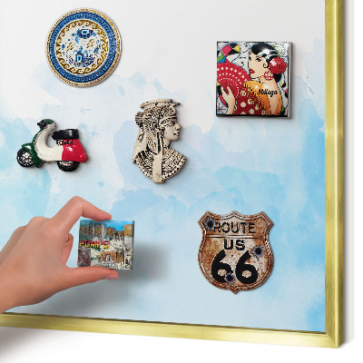 Metalen magneetbord met lijst in het goud Rustgevend landschap