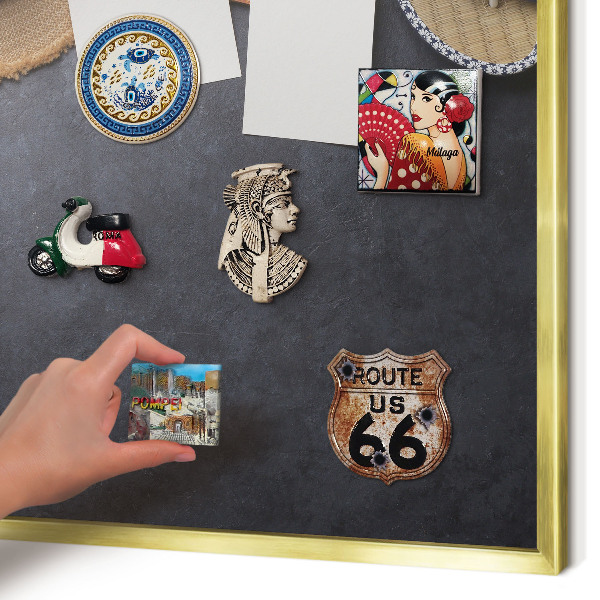 Metalen magneetbord met lijst in het goud Vakantiesfeer