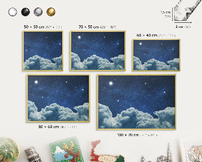 Magnetisch bord voor reismagneten met gouden lijst Kosmische nacht